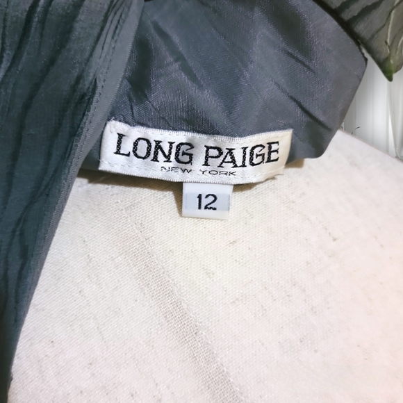 LONG PAIGE NEW YORK Green Floral Flowy Feminine Chiffon Slip Maxi Dress, size 12 - Picture 6 of 13